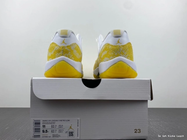 AH7860-107 Jordan Snakeskin Air 11 Low Yellow WMNS 0705